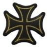 Patch Croix de Malte Noir et Or Écusson 6x6 cm Thermocollant Rockabilly Biker Motard

