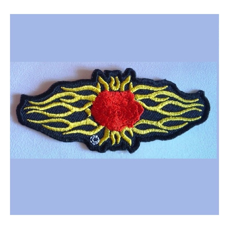 Patch Rose mit Flammen Flammenaufnäher Damen Rock 'n' Roll Biker
