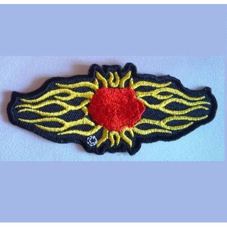 Patch Rose mit Flammen Flammenaufnäher Damen Rock 'n' Roll Biker
