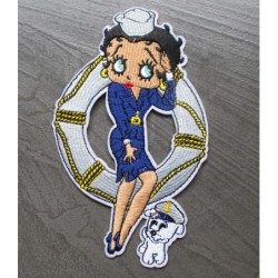 Patch Betty Boop Robe de Marin Bleu Bouée Chien Écusson
