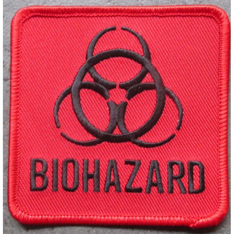 Patch biohazard carré rouge 7.5x7.5 cm écusson thermocollant USA
