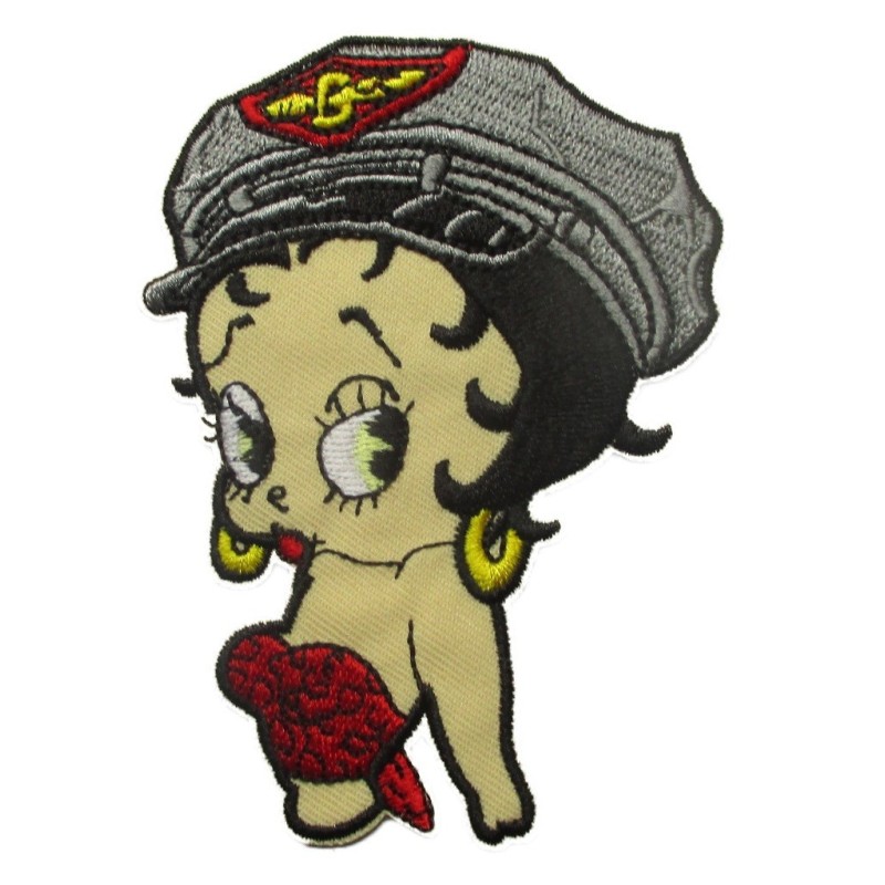 Betty Boop Patch und Biker Cap im Rockabilly-Stil für Damen