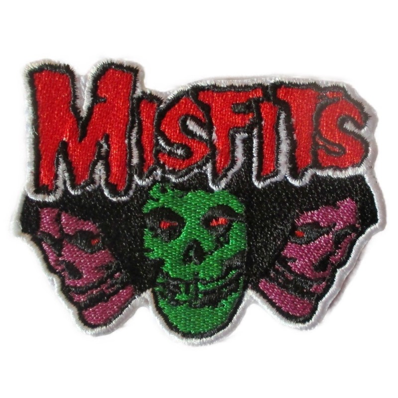 Patch Groupe Rock Misfits 3 Crânes Colorés Écusson Thermocollant Veste Blouson
