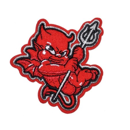 Roter Teufelchen Flicken mit Mistgabel 7cm - Aufbügler Teufel
