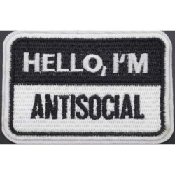 Patch Hello I'm Antisocial 8x4.5 cm Écusson Thermocollant pour Veste Blouson