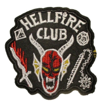 Patch 12cm Hellfire Club Schwarz Dämon mit Hörnern Aufbügler für Jacke Blouson
