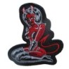 Sexy Teufelin kniend Patch 7x6 cm Aufbügler Rock
