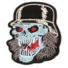 Totenkopf-Patch blau mit schwarzem Militärhelm 10x7,5cm Aufnäher zum Aufbügeln Motorradfahrer

