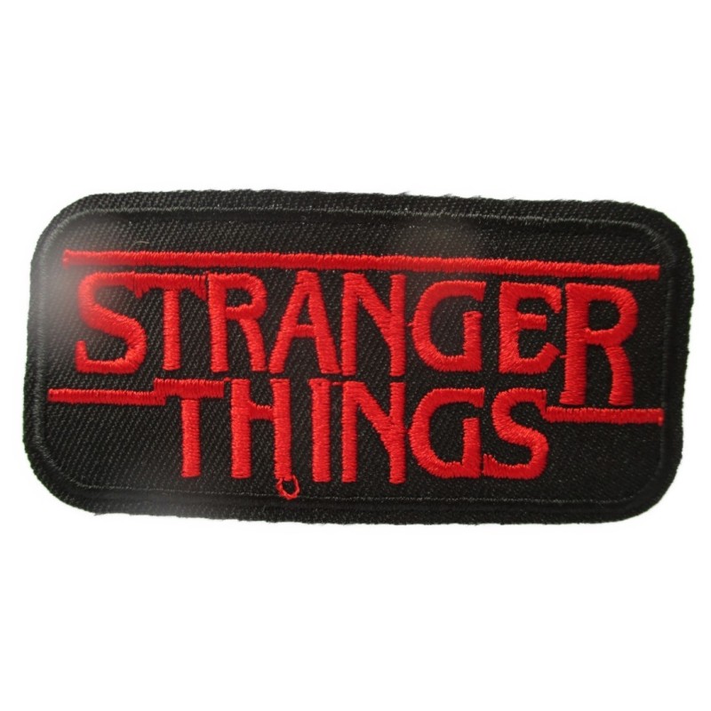 Patch Stranger Things Roue et Noir 8x4cm Écusson Thermocollant Série Culte
