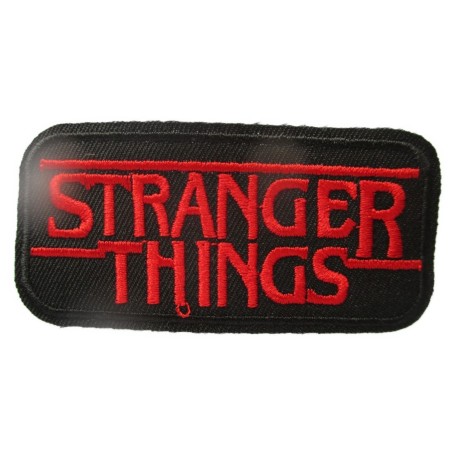 Patch Stranger Things Roue et Noir 8x4cm Écusson Thermocollant Série Culte
