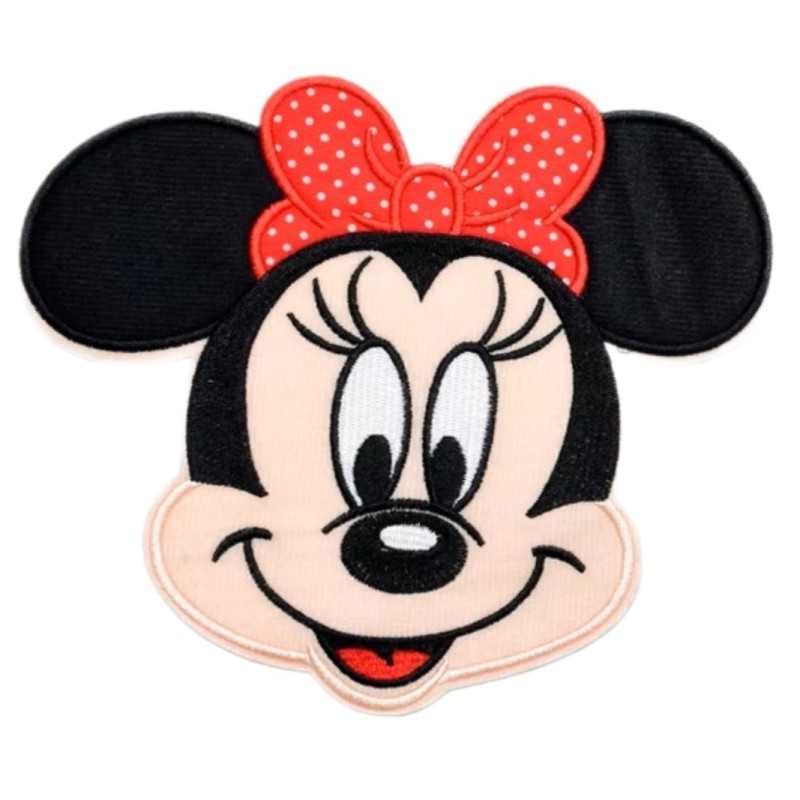 Großer Minnie-Aufnäher 21x17,5 cm, Thermotransfer-Applikation für Kinderkleidung
