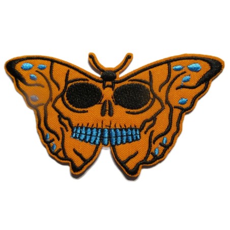 Aufbügler Schmetterling Totenkopf Orange Flicken Aufnäher für Kleidung
