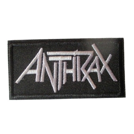 Patch Groupe Anthrax Noir et Blanc 8x4 cm Rouge Écusson Thermocollant Hard Rock
