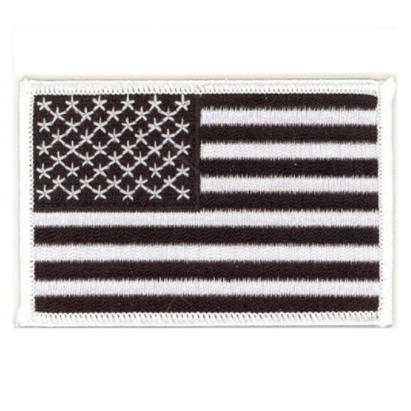 Patch USA Flagge Schwarz Aufnäher Amerikanische Biker Rock Roll
