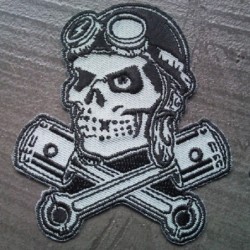 Patch crane  aviateur ou motard piston ? Écusson rock and roll