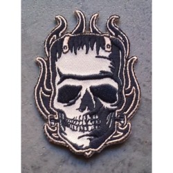 Patch crane  Frankenstein Gris à Flammes Écusson Rock and Roll