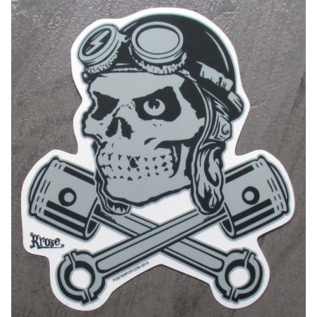 Sticker Kran Pilot gekreuzter Kolben Rockabilly Aufkleber