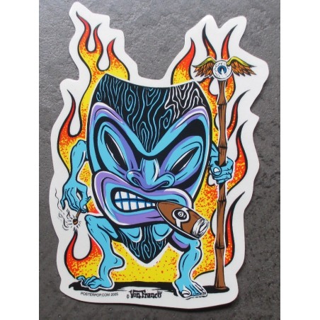 Sticker Tiki Flammes Fume Cigare Autocollant Kustom Hot Rod
