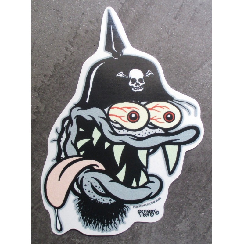 sticker monstre casque à pointe tire la langue autocollant
