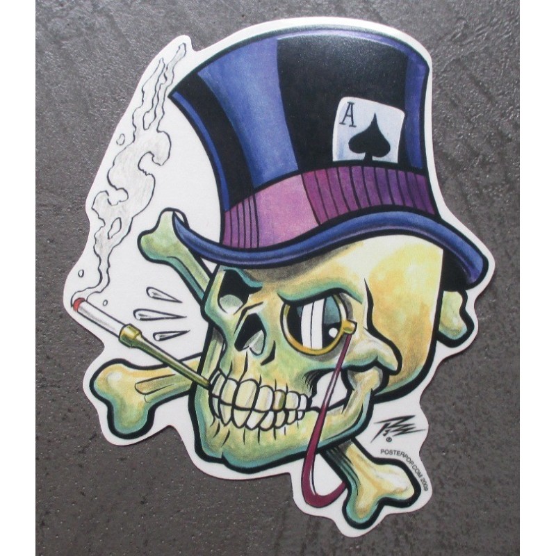 Aufkleber Kranich mit Hut und Monokel Rockabilly Kustom Aufkleber