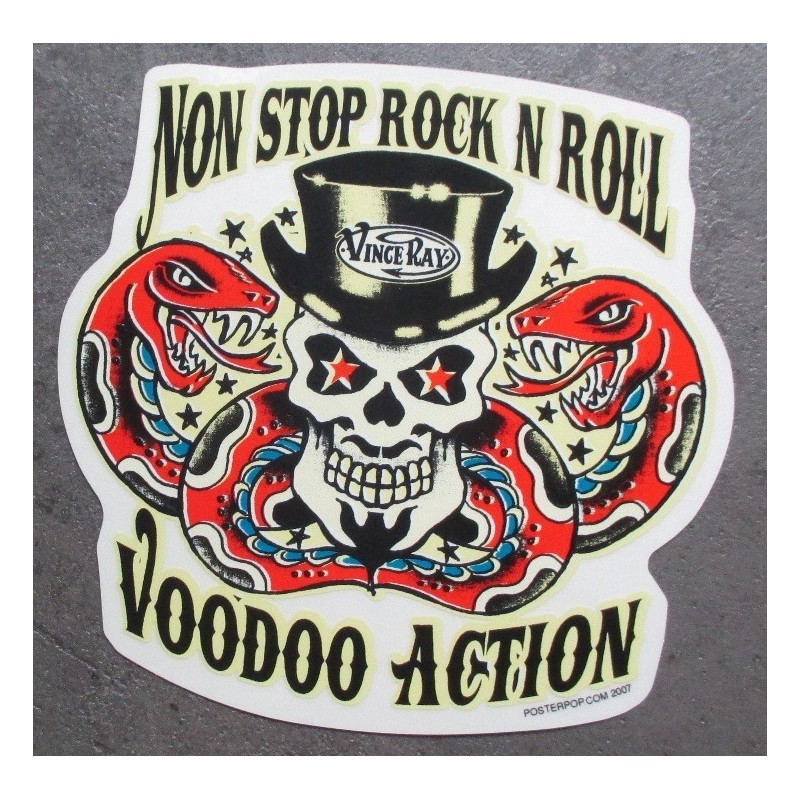 sticker non stop rock roll crane woodoo action autocollant**Autocollant Non Stop Rock & Roll crane Vaudou Action**
