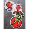 Sticker Diable 666 en Salopette à Damier Autocollant Kustom
