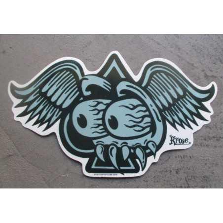 Sticker Oeil Volant Noir Gris avec As de Pique Autocollant Kustom

