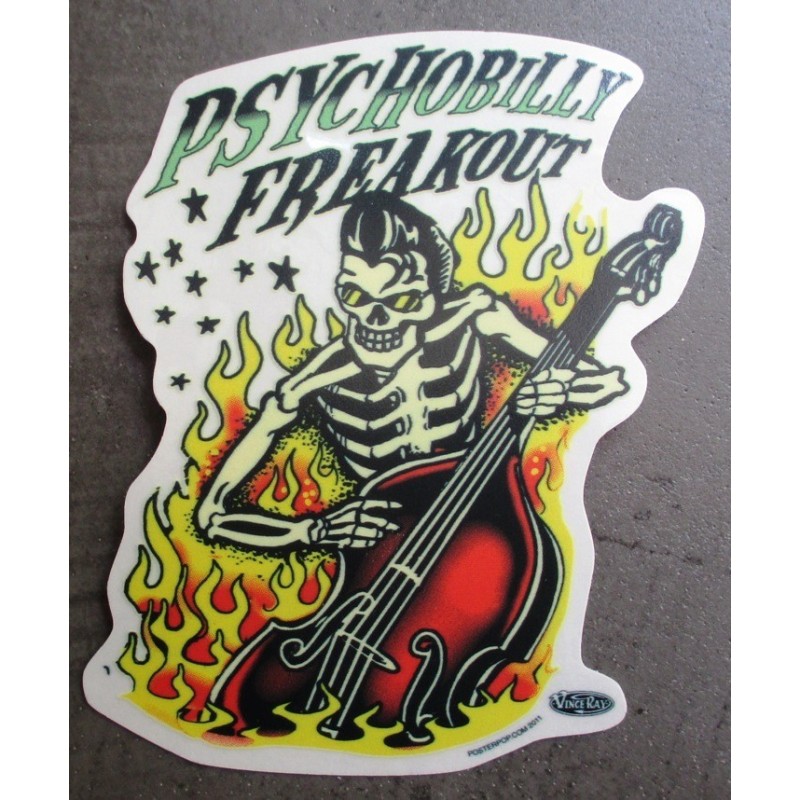 Sticker Squelette Contrebasse Psychobilly Freakout
