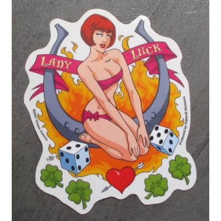 Aufkleber Pin Up Lady Luck und Hufeisen – Autoaufkleber
