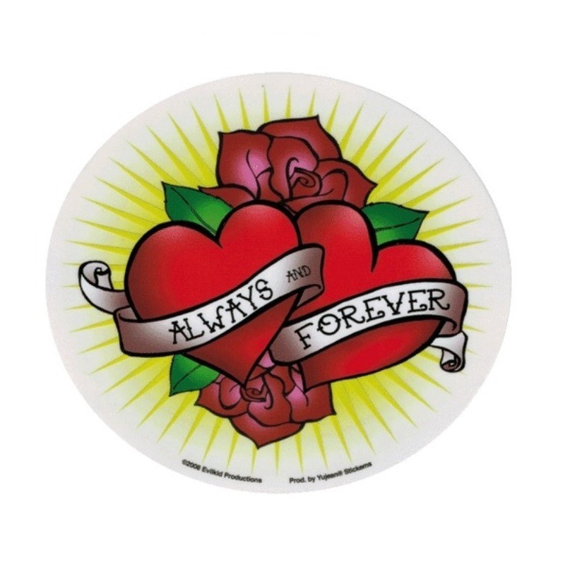 Aufkleber Always and Forever Rosen Herz Tattoo Sticker ja143
