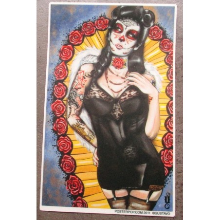 Sticker Pin Up Mort Sous-Vêtement Noir Bleu Autocollant
