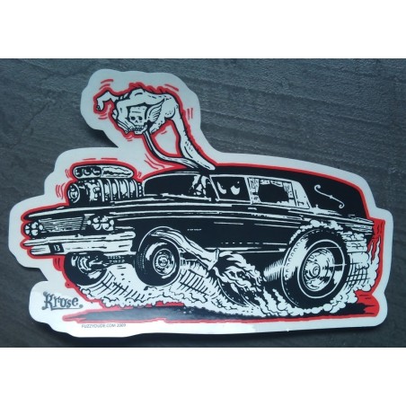 Sticker Corbillard Noir V8 Big Block Autocollant Kustom Rock