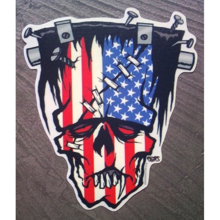 Sticker Frankenstein Drapeau USA Autocollant Rock
