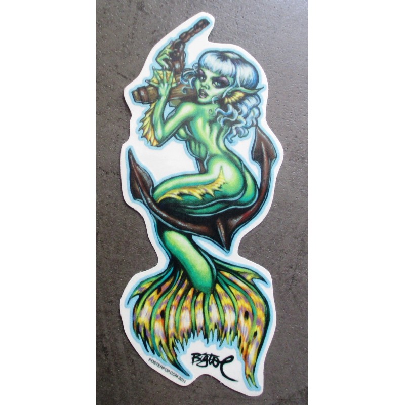 Aufkleber Grüne Sirene und Marine Anker Rockabilly Sticker
