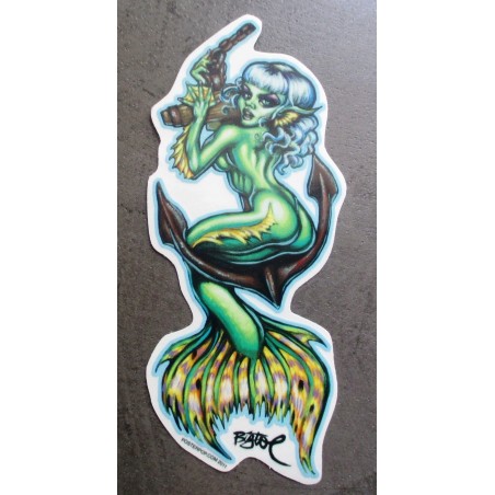 Aufkleber Grüne Sirene und Marine Anker Rockabilly Sticker
