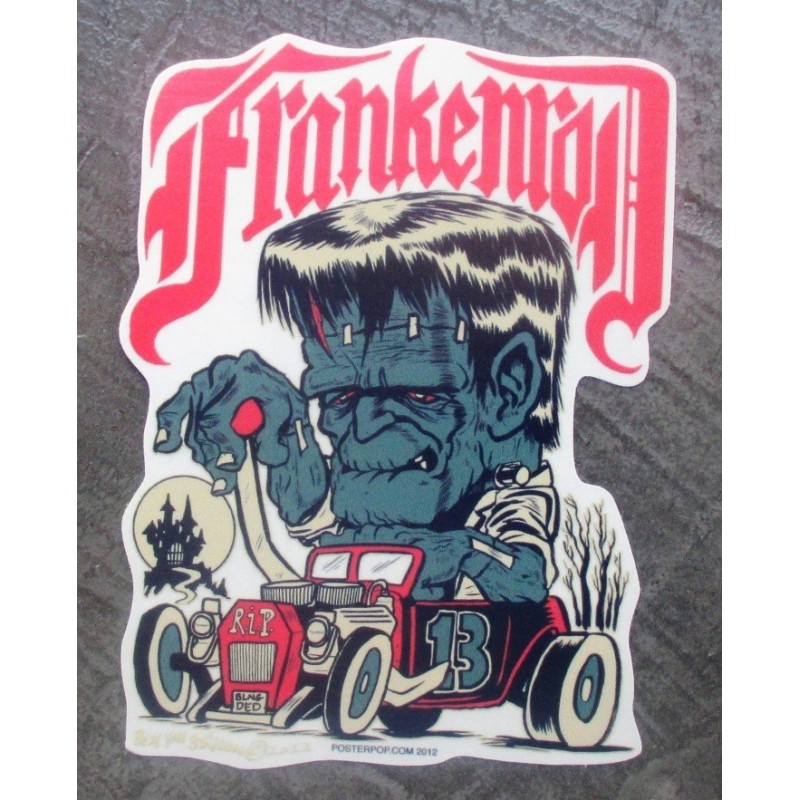 Autocollant Frankenstein et Hot Rod Frankenrod Trash
