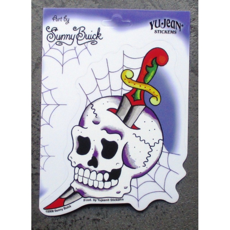 Aufkleber Schwert durch Schädel Rockabilly Totenkopf Autoaufkleber
