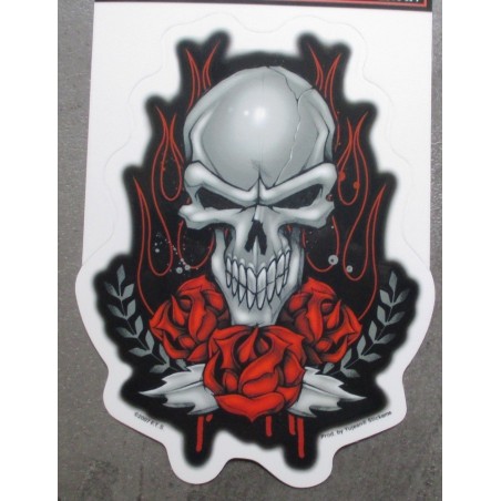 Aufkleber Totenkopf mit Rosen Rockabilly Schädel Tattoo Sticker