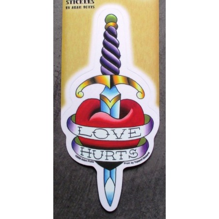 Aufkleber Schwert und Herz Love Hurts Tattoo Rock Style
