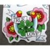 Sticker Roses Amour Véritable Fer à Cheval Autocollant Rockabilly
