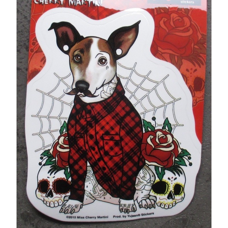 Aufkleber Hund im Schottenrock Anzug Leinwand Rockabilly-Aufkleber
