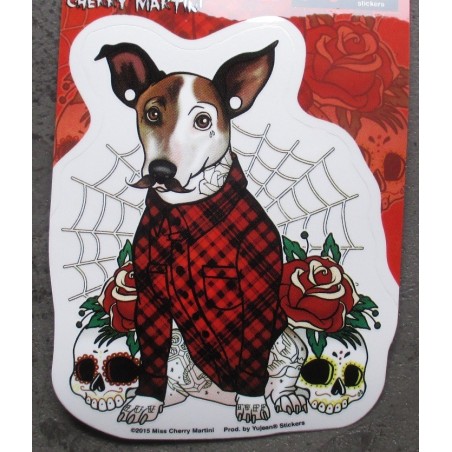 Aufkleber Hund im Schottenrock Anzug Leinwand Rockabilly-Aufkleber
