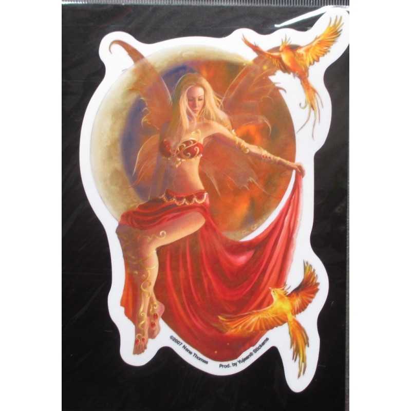 Stickerfee im roten Kleid, selbstklebend, Rockabilly Pin-up
