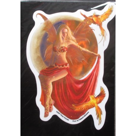 Stickerfee im roten Kleid, selbstklebend, Rockabilly Pin-up
