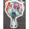 Sticker Fille Zombie Écolière Cheveux Roses - Autocollant
