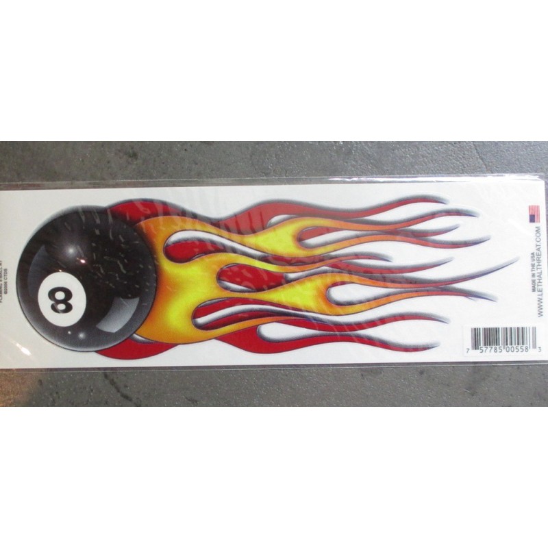 Sticker 8 Ball mit Flammen Billardkugel Aufkleber Rock Roll Auto
