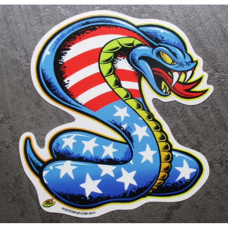 Aufkleber Kobra Amerikanische Flagge USA Autoaufkleber Rechts
