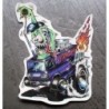 Sticker monstre vert conduisant un van camionnette US - autocollant transparent
