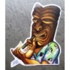 Sticker Tiki Kahuna Allumant un Cigare Kustom Kulture - Autocollant Transparent
