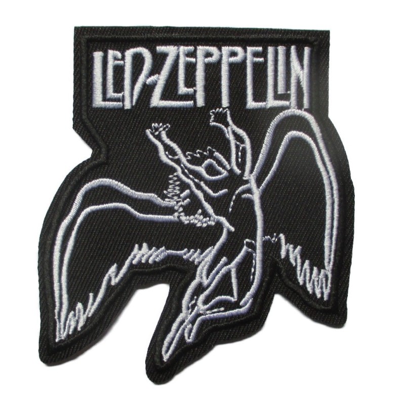 Patch Led Zeppelin Engel Schwarz Weiß 9x8 cm Aufnäher Heavy Metal Hard Rock
